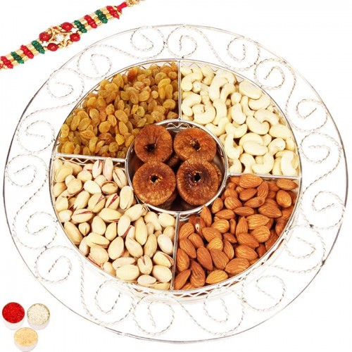 Silver Round 5 partition with Dryfruits