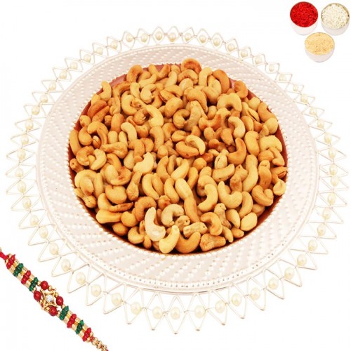 Silver Red Pearl tray with Roasted Cashews