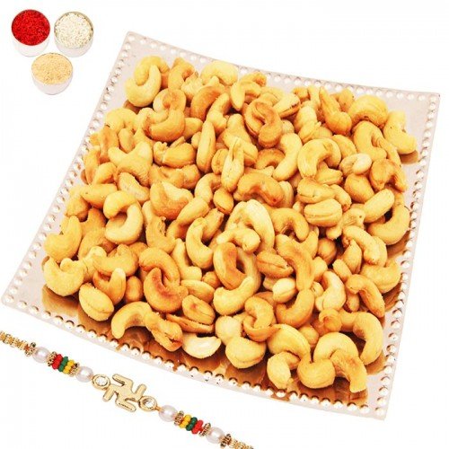 Designer Square Silver Tray with Roasted Cashews Designer Square Silver Tray with Roasted Cashews